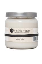 Load image into Gallery viewer, Christina Maser Co. Winter Mint Soy Wax Candle 16 oz glass jar.
