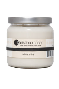 Christina Maser Co. Winter Mint Soy Wax Candle 16 oz glass jar.