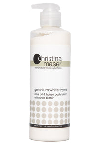 Geranium White Thyme Olive Oil & Honey Lotion by Christina Maser Co.