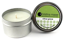 Load image into Gallery viewer, Christina Maser Co. Citrus Grove Soy Wax Candle 6 oz metal tin.