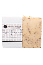 Load image into Gallery viewer, Espresso Kitchen Bar vegan bar soap. All natural hand poured soap. Soap is natural colored with pops of ground espresso. Bar is wrapped in white paper with wraparound label with beige/brown dot accents.
