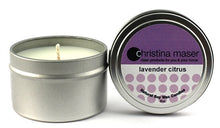 Load image into Gallery viewer, Christina Maser Co. Lavender Citrus Soy Wax Candle 6 oz metal tin.