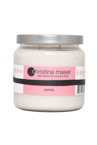 Christina Maser Co. Peony Soy Wax Candle 16 oz glass jar.