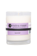Load image into Gallery viewer, Christina Maser Co. Lavender Soy Wax Candle 10 oz. glass tumbler.
