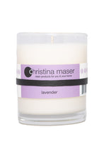 Load image into Gallery viewer, Christina Maser Co. Lavender Soy Wax Candle 10 oz. glass tumbler.