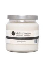 Load image into Gallery viewer, Christina Maser Co. Vanilla Mint Soy Wax Candle 16 oz glass jar.
