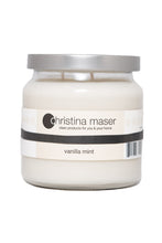 Load image into Gallery viewer, Christina Maser Co. Vanilla Mint Soy Wax Candle 16 oz glass jar.