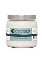 Load image into Gallery viewer, Christina Maser Co. Thyme &amp; Rosemary Soy Wax Candle 16 oz glass jar.
