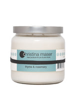 Load image into Gallery viewer, Christina Maser Co. Thyme & Rosemary Soy Wax Candle 16 oz glass jar.