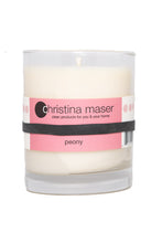Load image into Gallery viewer, Christina Maser Co. Peony Soy Wax Candle 10 oz glass tumbler.
