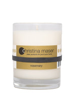 Load image into Gallery viewer, Rosemary soy wax candle in clear glass tumbler with forest green label. Hand poured in Lancaster, PA.