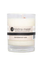 Load image into Gallery viewer, Christina Maser Co. Sandalwood Rose Soy Wax Candle 10 oz. glass tumbler.