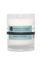 Load image into Gallery viewer, Christina Maser Co. Thyme & Rosemary Soy Wax Candle 10 oz glass tumbler.