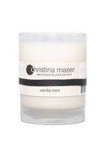 Load image into Gallery viewer, Christina Maser Co. Vanilla Mint Soy Wax Candle 10 oz glass tumbler.