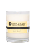 Load image into Gallery viewer, Christina Maser Co. Yuzu Ginger Soy Wax Candle 10 oz glass tumbler.
