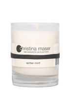 Load image into Gallery viewer, Christina Maser Co. Winter Mint Soy Wax Candle 10 oz glass tumbler.