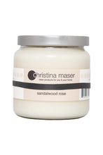 Load image into Gallery viewer, Christina Maser Co. Sandalwood Rose Soy Wax Candle 16 oz glass jar.
