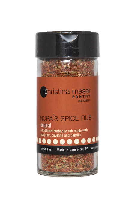 Original Spice rub in glass jar with black lid and rich brown label. Great on the grill.