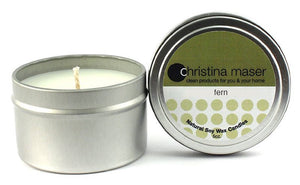 Christina Maser Co. Fern Soy Wax Candle 6 oz. metal tin.