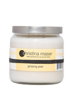 Load image into Gallery viewer, Christina Maser Co. Ginseng Pear Soy Wax Candle 16 oz. glass jar.
