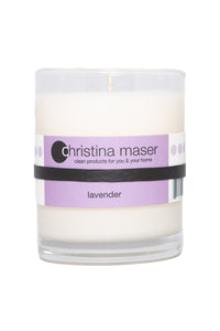 Christina Maser Co. Lavender Soy Wax Candle 10 oz. glass tumbler.