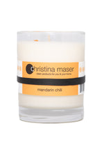 Load image into Gallery viewer, Christina Maser Co. Mandarin Chili Soy Wax Candle 10 oz. glass tumbler.
