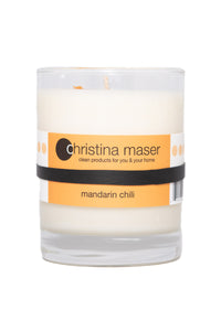 Christina Maser Co. Mandarin Chili Soy Wax Candle 10 oz. glass tumbler.