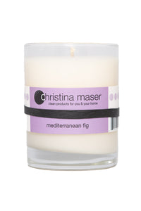 Christina Maser Co. Mediterranean Fig Soy Wax Candle 10 oz glass tumbler.