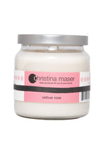 Load image into Gallery viewer, Christina Maser Co. Vetiver Rose Soy Wax Candle 16 oz glass jar.
