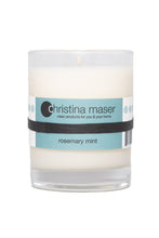 Load image into Gallery viewer, Christina Maser Co. Rosemary Mint Soy Wax Candle 10 oz. glass tumbler.

