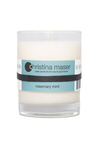 Christina Maser Co. Rosemary Mint Soy Wax Candle 10 oz. glass tumbler.