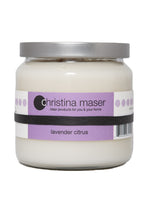 Load image into Gallery viewer, Christina Maser Co. Lavender Citrus Soy Wax Candle 16 oz glass jar.

