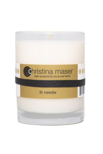 Christina Maser Co. Fir Needle Soy Wax Candle 10 oz. glass tumbler.