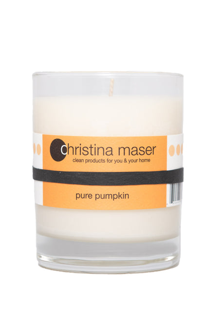 Christina Maser Co. Pure Pumpkin Soy Wax Candle 10 oz glass tumbler.