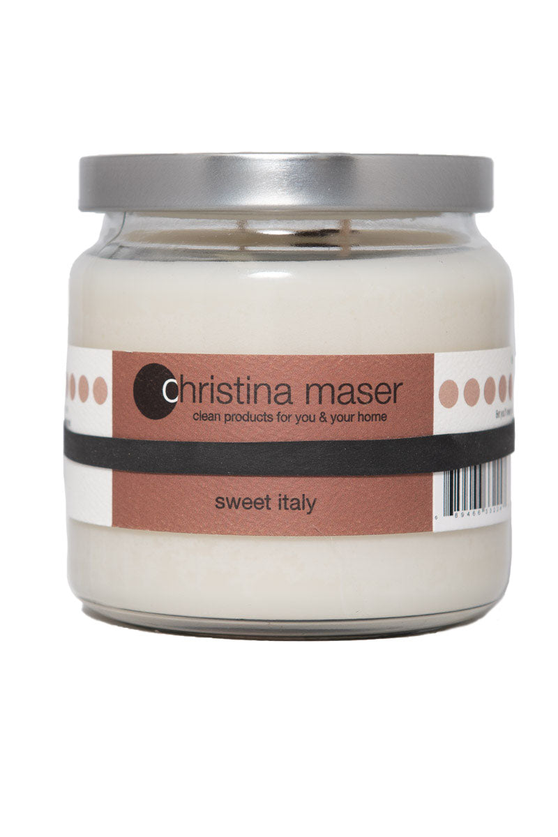 Christina Maser Co. Sweet Italy Soy Wax Candle 16 oz glass jar.