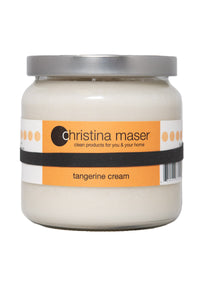 Christina Maser Co. Tangerine Cream Soy Wax Candle 16 oz. glass jar.