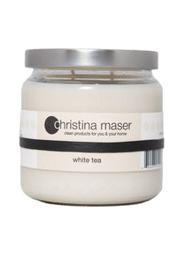 Christina Maser Co. White Tea Soy Wax Candles 16 oz glass jar.