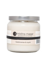 Load image into Gallery viewer, Christina Maser Co. Frankincense &amp; Myrrh Soy Wax Candle 16 oz. glass jar.
