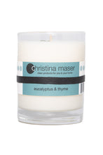 Load image into Gallery viewer, Christina Maser Co. Eucalyptus &amp; Thyme Soy Wax Candle 10 oz. glass tumbler.

